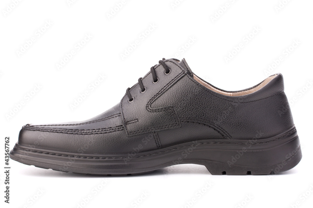 Black glossy man’s shoe with shoelaces Black glossy man’s shoe with shoelaces