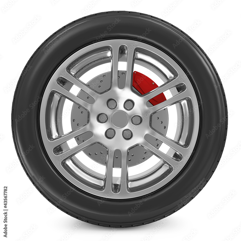 Obraz premium Car Wheel isolated on white background