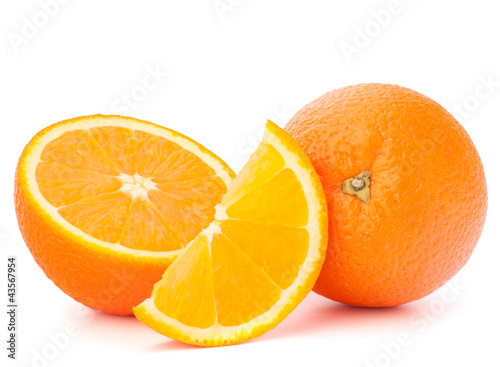 Whole orange fruit and his segments or cantles