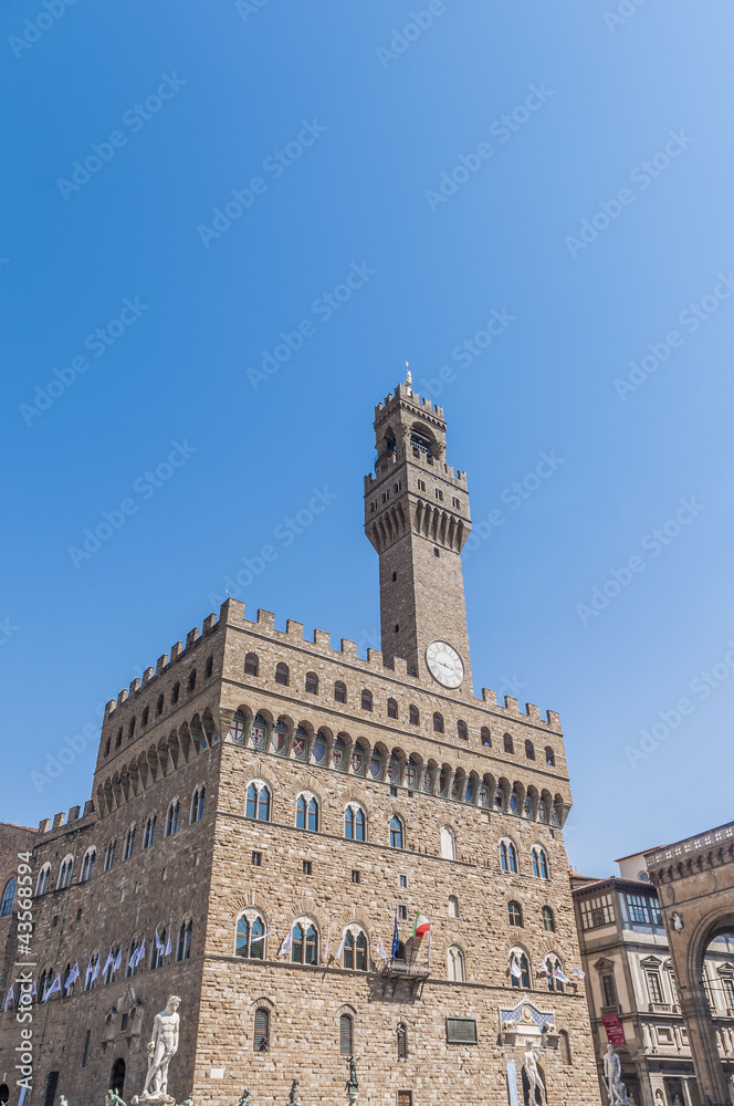 The Palazzo Vecchio, the town hall of Florence, Italy.