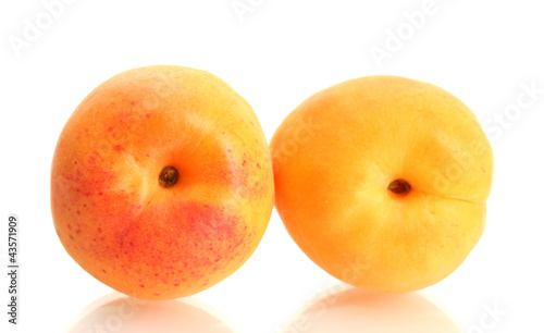 ripe sweet apricots isolated on white