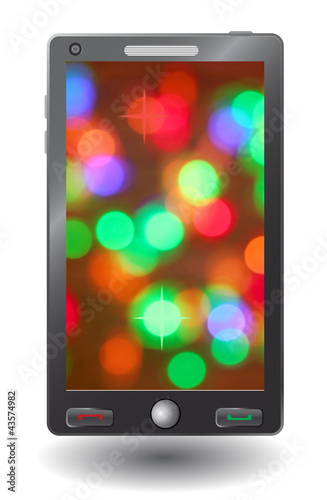 Simple vector smart phone with colorful abstract display