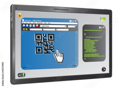 tablet computer scan Qr code as concept