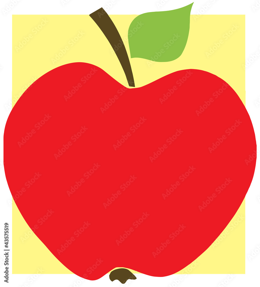 Red Apple With Yellow Background Stock Vector Adobe Stock