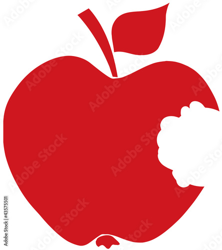 Bitten Apple Red Silhouette