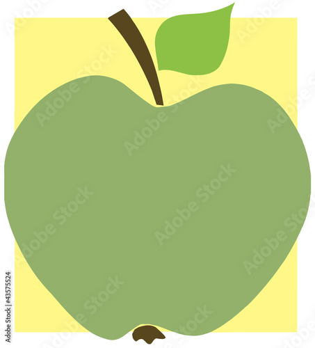 Green Apple With Yellow Background