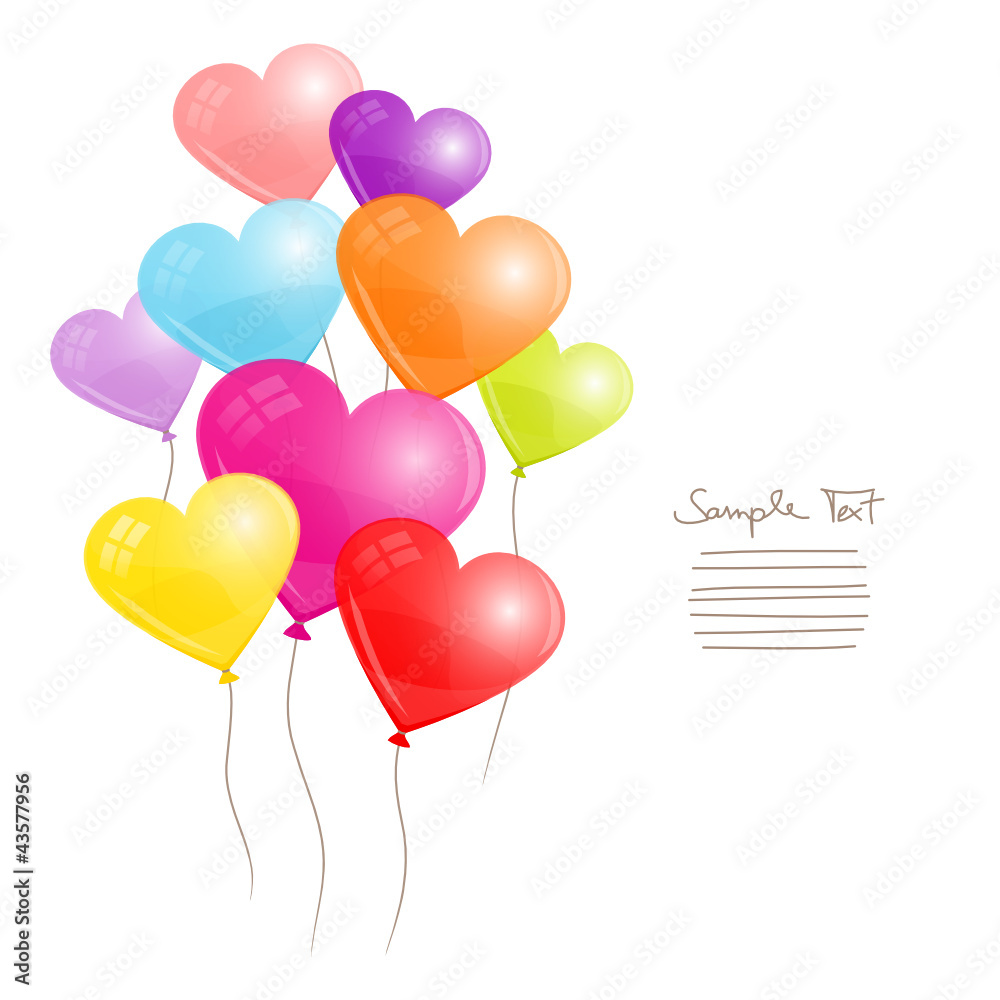 Card Colorful Heart Balloons
