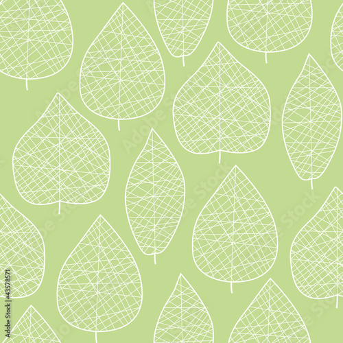 Seamless green leaf pattern. Vector illustration