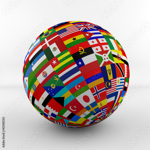 Flag Globe with different country flags
