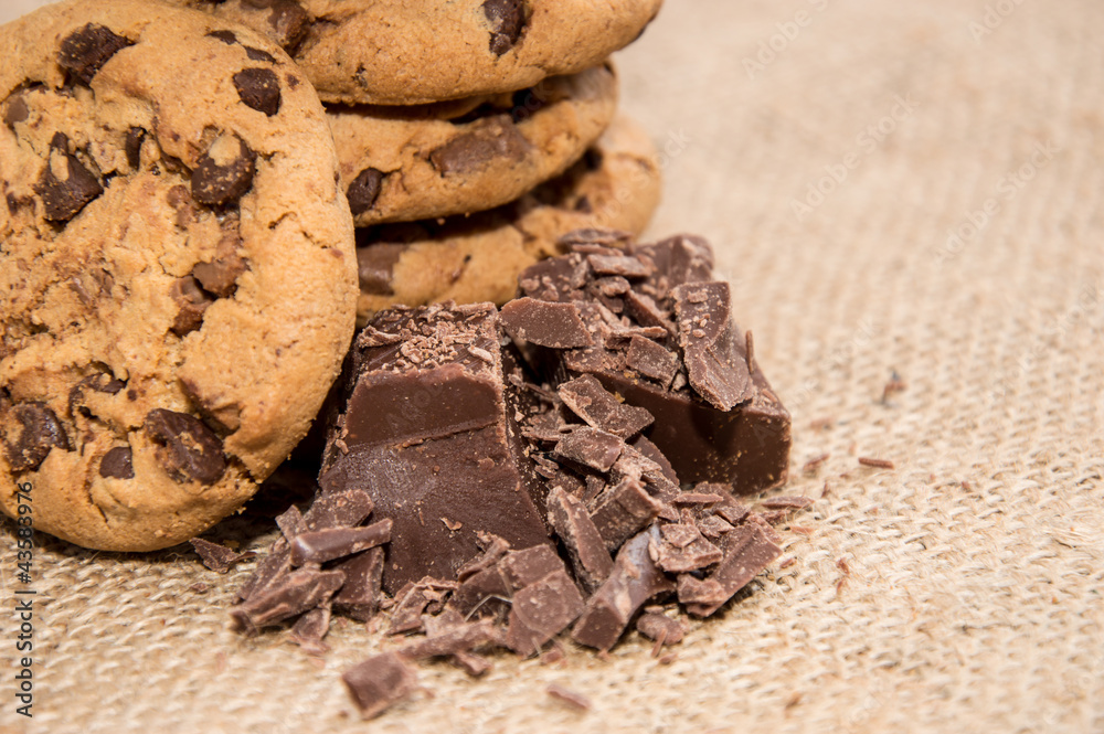 Fototapeta premium Stacked Cookies with Chocolate