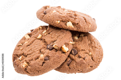 Heap of brown Cookies on white