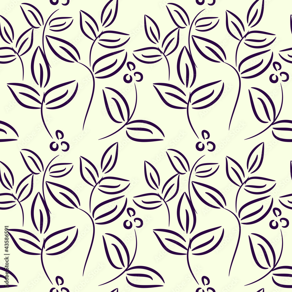 Fototapeta premium Seamless graphic plants pattern