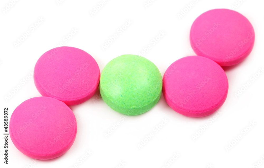 Pink and green tablets Pink and green tablets