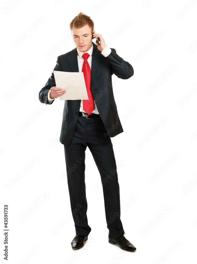 handsome businessman calling on mobile phone handsome businessman calling on mobile phone