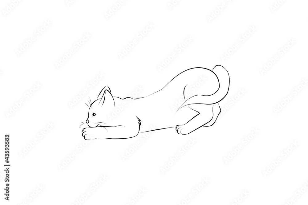 11 Katze Outlines lauernd Malbild 11 Katze Outlines lauernd Malbild