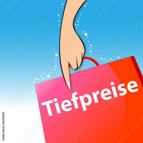 tiefpreise - rote einkaufstasche