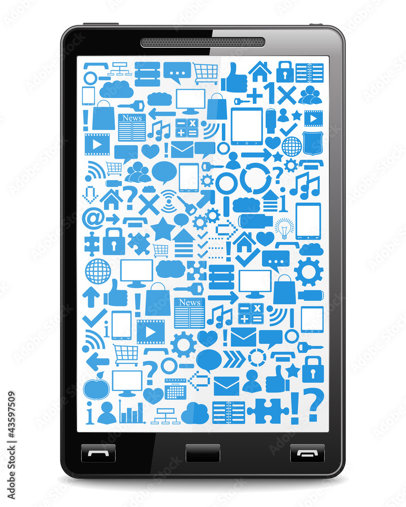 Smart phone with icons on the screen