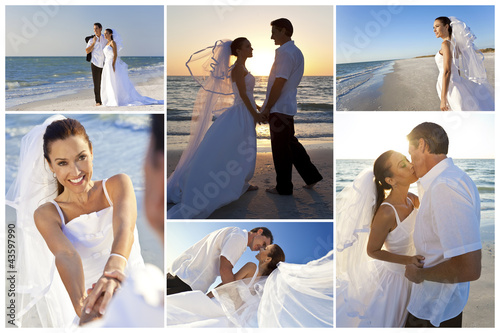 Fotografering Bride & Groom Married Couple Sunset Beach Wedding