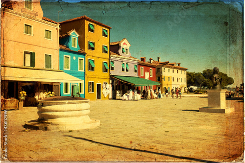 Burano, Venice - old paper - old card
