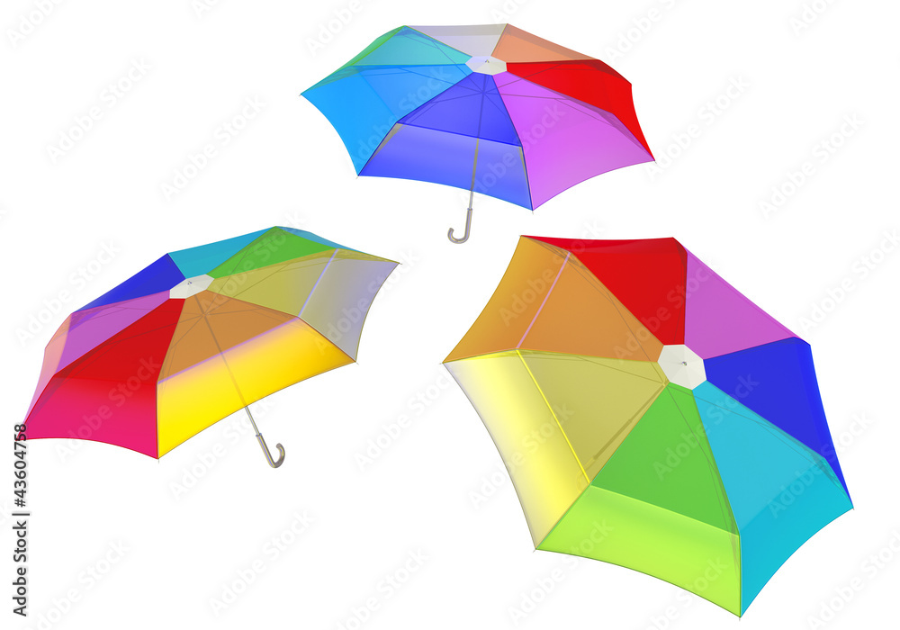 set of color umbrellas