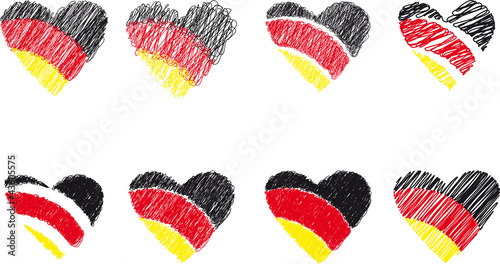 I love Germany - Ein Herz für Deutschland, Symbol der Flagge als Herz, Schwarz, rot, gold