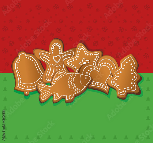 christmas gingerbread card red green