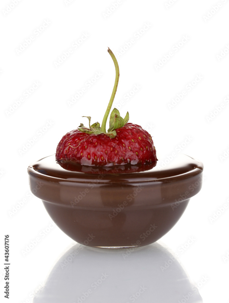 Tasty strawberry in chocolate isolated on white Tasty strawberry in chocolate isolated on white