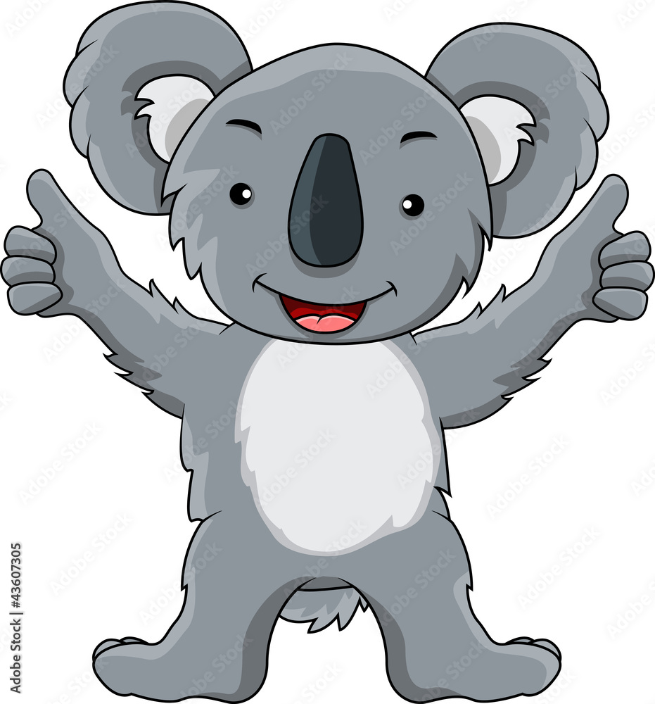 Naklejka premium funny koala cartoon raising hand