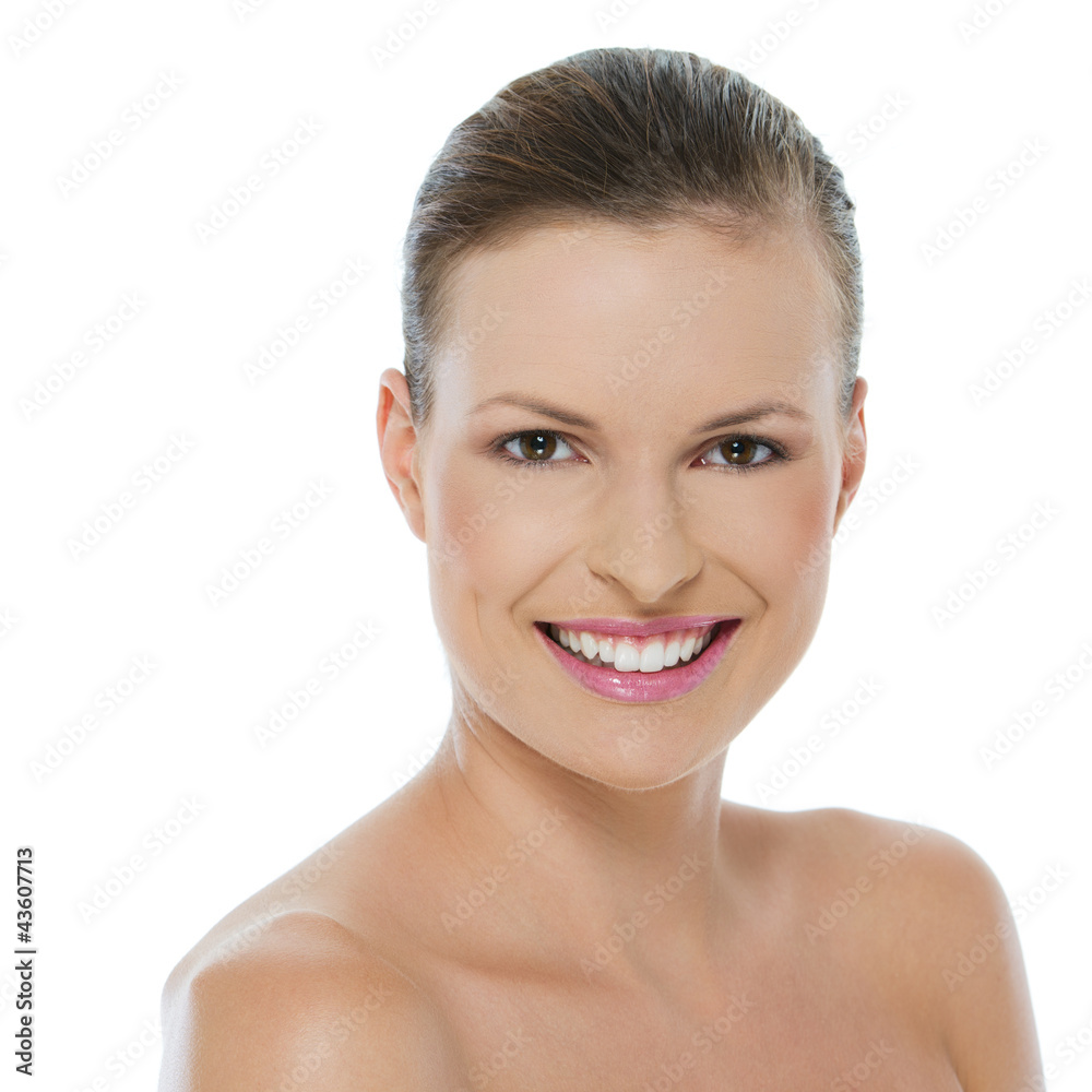 Beauty portrait of smiling young woman isolated on white Beauty portrait of smiling young woman isolated on white