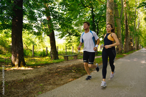 Young couple jogging