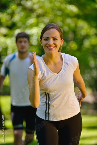Fototapeta Naklejka Na Ścianę i Meble -  Young couple jogging