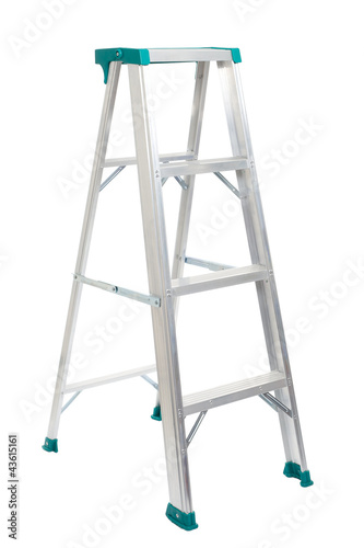 Aluminum step ladder isolated on white background