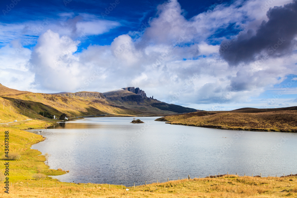 Lake in a desolate mountain landscape