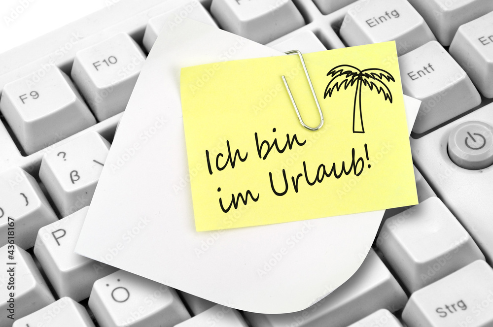 Ich bin im Urlaub StockFoto Adobe Stock
