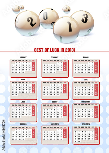 Lotto Balls Calendar 2013