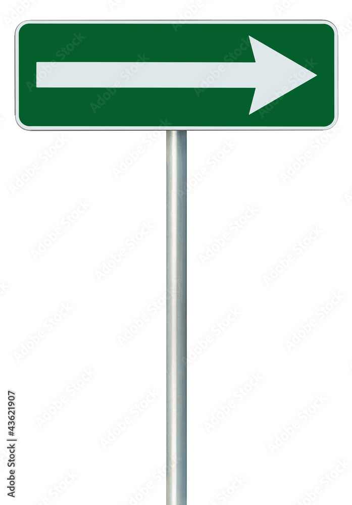Right traffic route only direction sign turn pointer green Right traffic route only direction sign turn pointer green