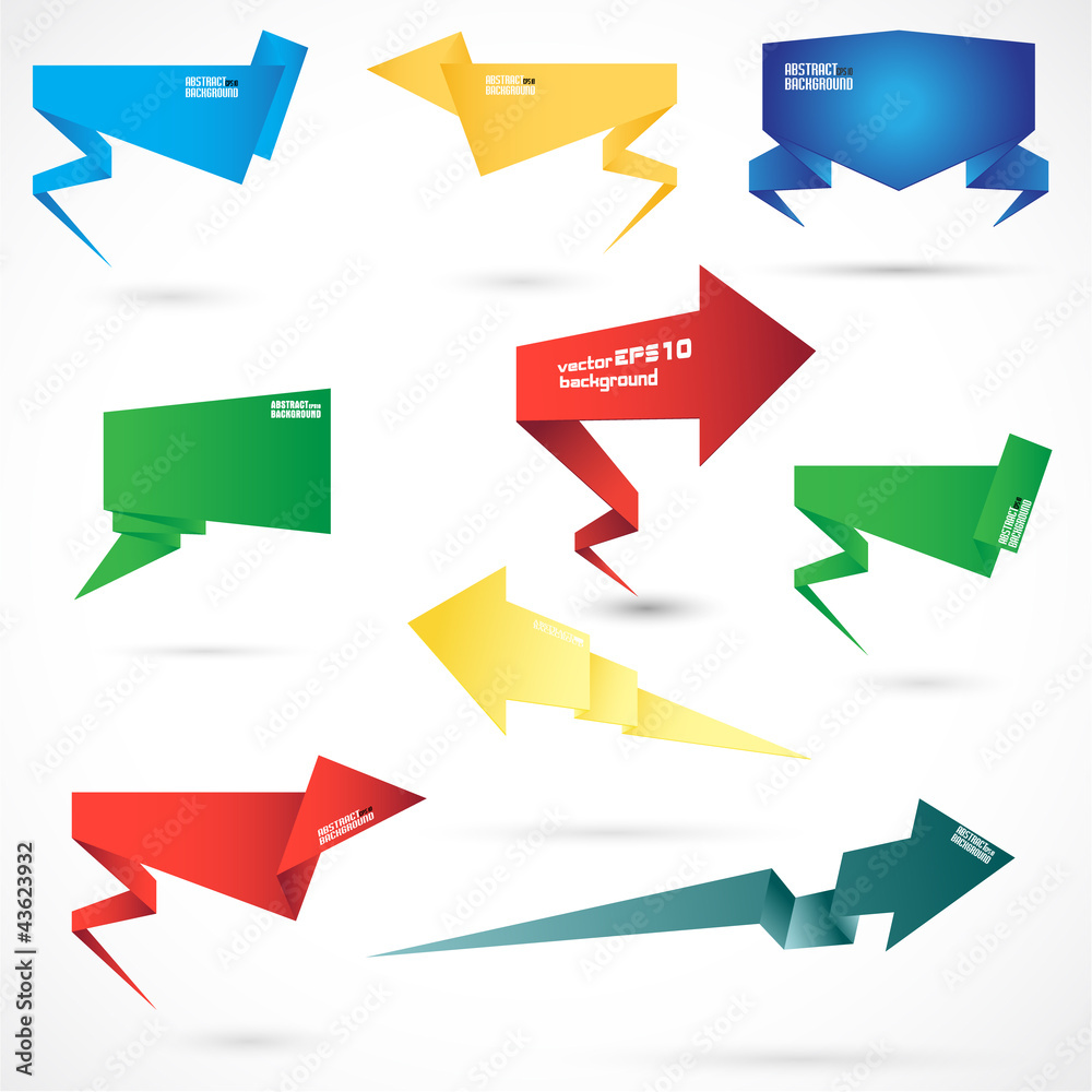 Set of abstract backgrounds featuring origami Set of abstract backgrounds featuring origami