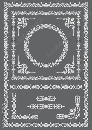 Set of vintage frames and design elements