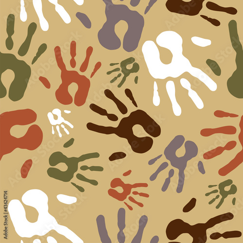 Diversity vintage hand prints pattern