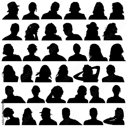 people head black silhouette vector