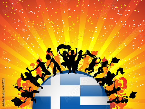 Greece Sport Fan Crowd with Flag