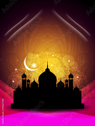 abstract colorful eid background with mosque.
