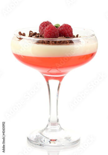 Wallpaper Mural fruit jelly with chocolate and raspberries in glass isolated Torontodigital.ca