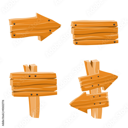 Vector Set with Wooden Signs
