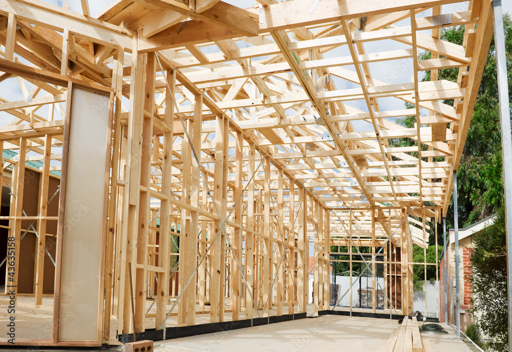New home construction framing. New home construction framing.