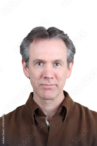 40-50 year middle aged man with brown shirt