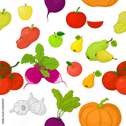 Vegetables and fruits  seamless background