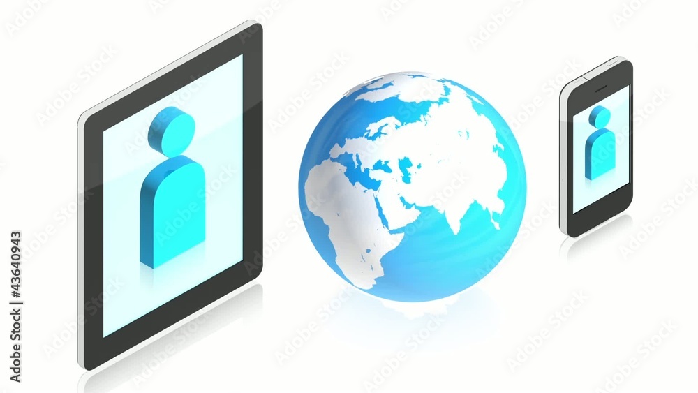 tablet pc and phone with earth animation tablet pc and phone with earth animation