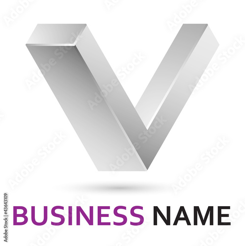 Alphabet logo design - 3D abstract letter V
