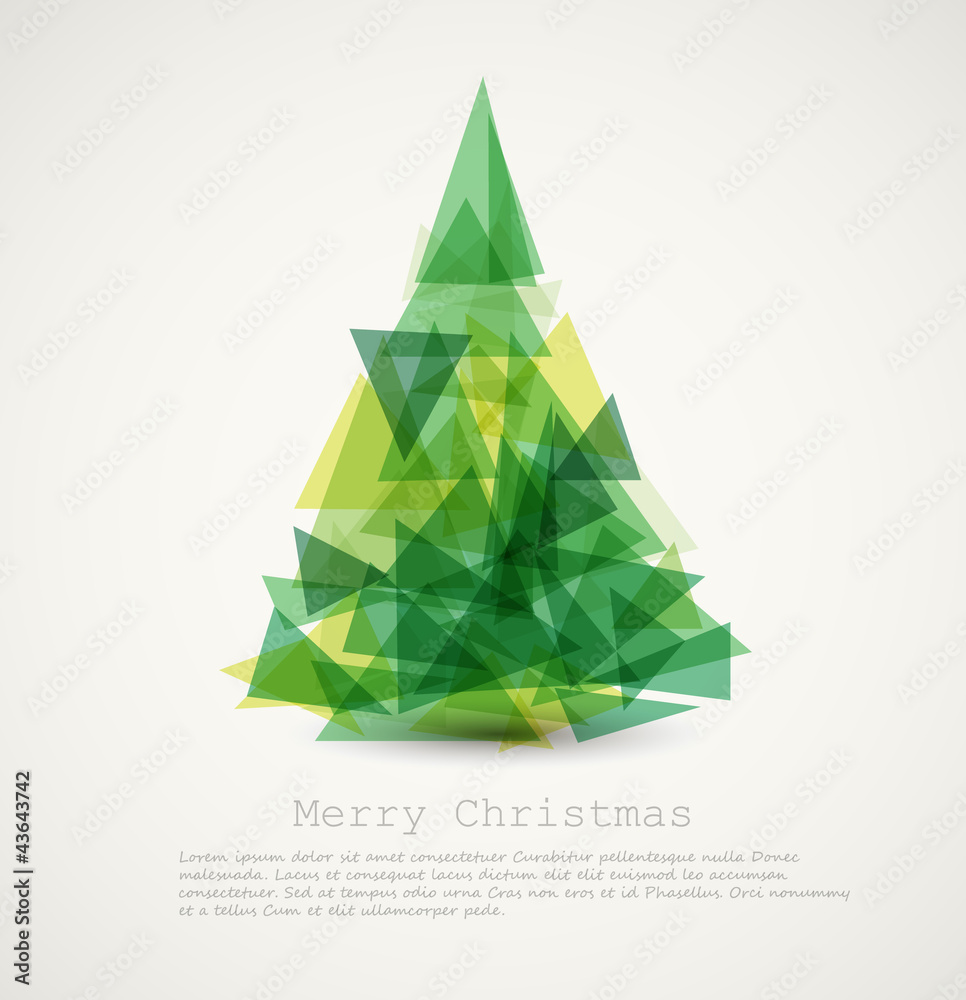 Vector card with abstract green christmas tree Vector card with abstract green christmas tree